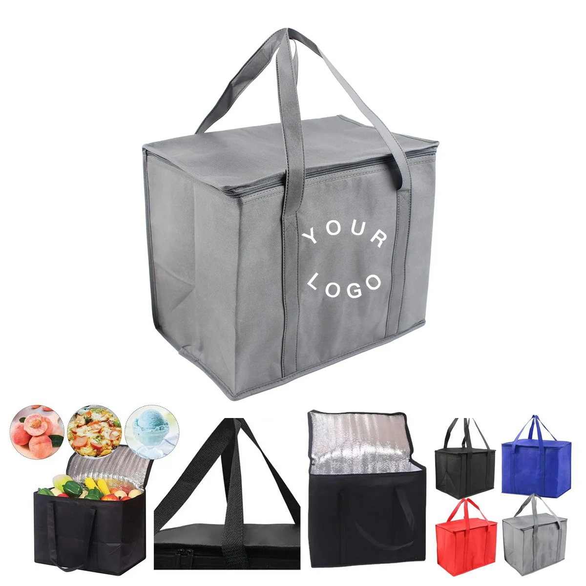 Insulated Grocery Bag with Zippered Top Closure 1