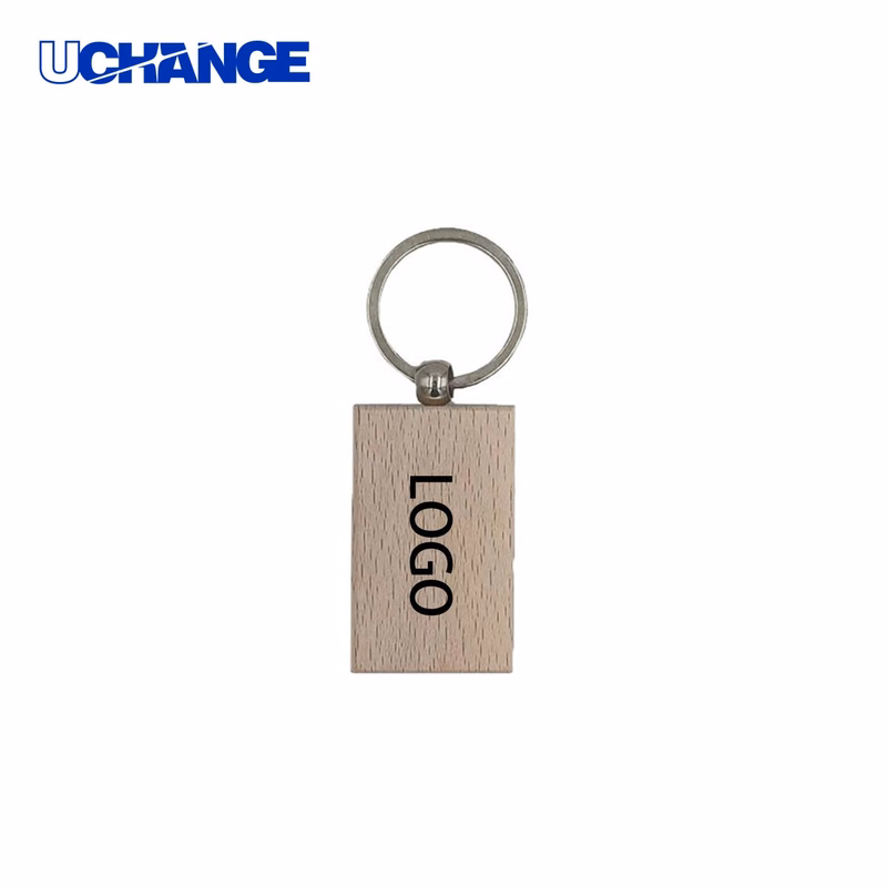 Medium Rectangular Wooden Keychain