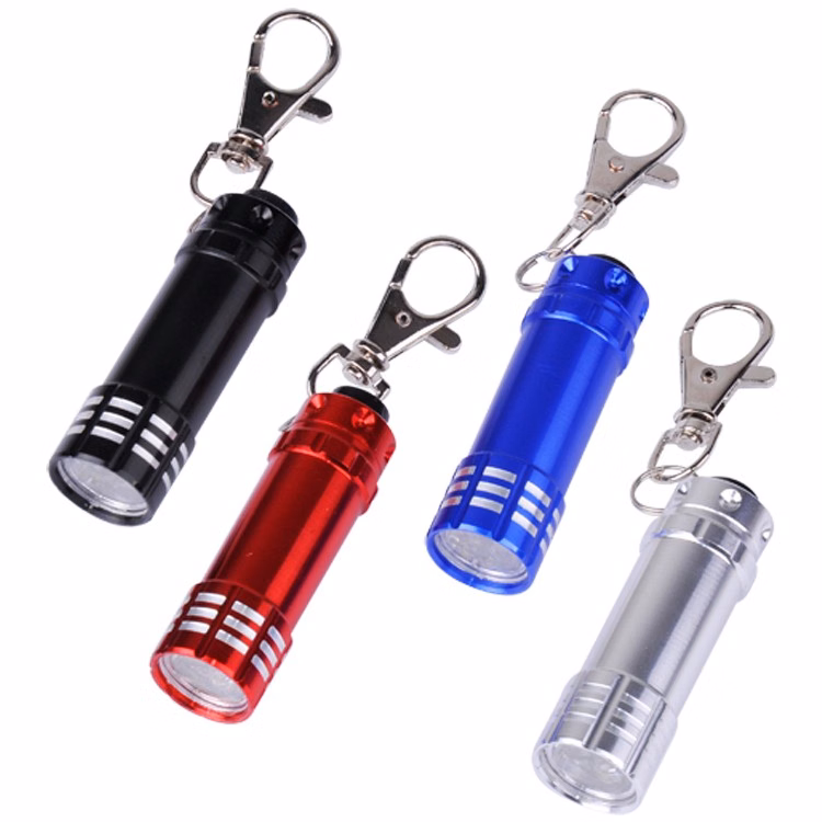 Round Aluminum 3 LED Flashlight Keychain