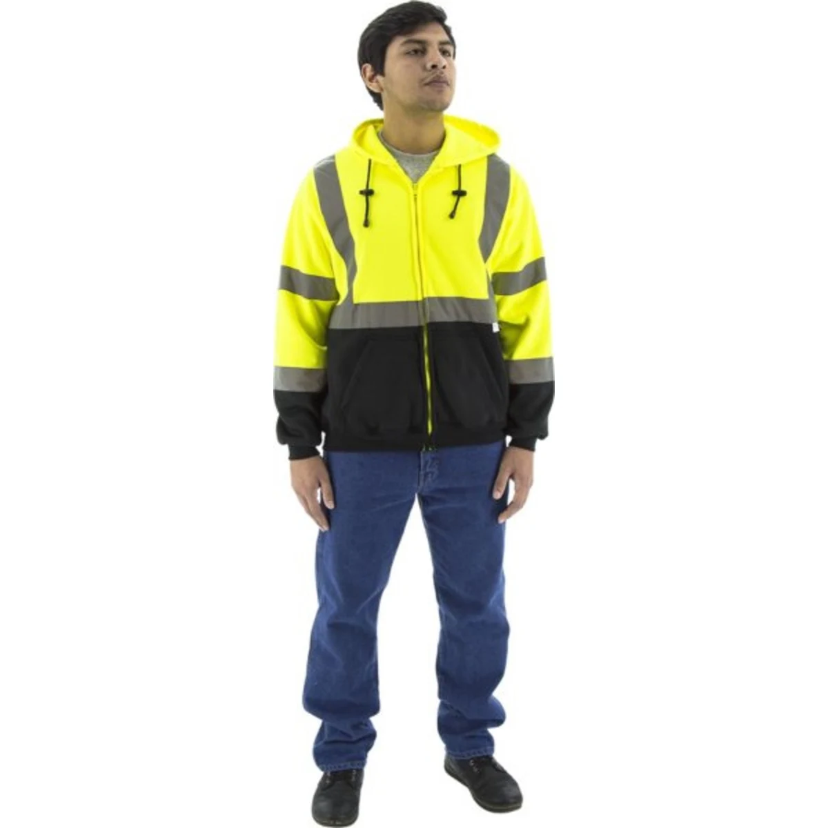 Majestic Hi-Viz Hooded Sweatshirt with Zipper Closure, ANSI 3, custom hoodie or sweatshirt with logo imprint 1
