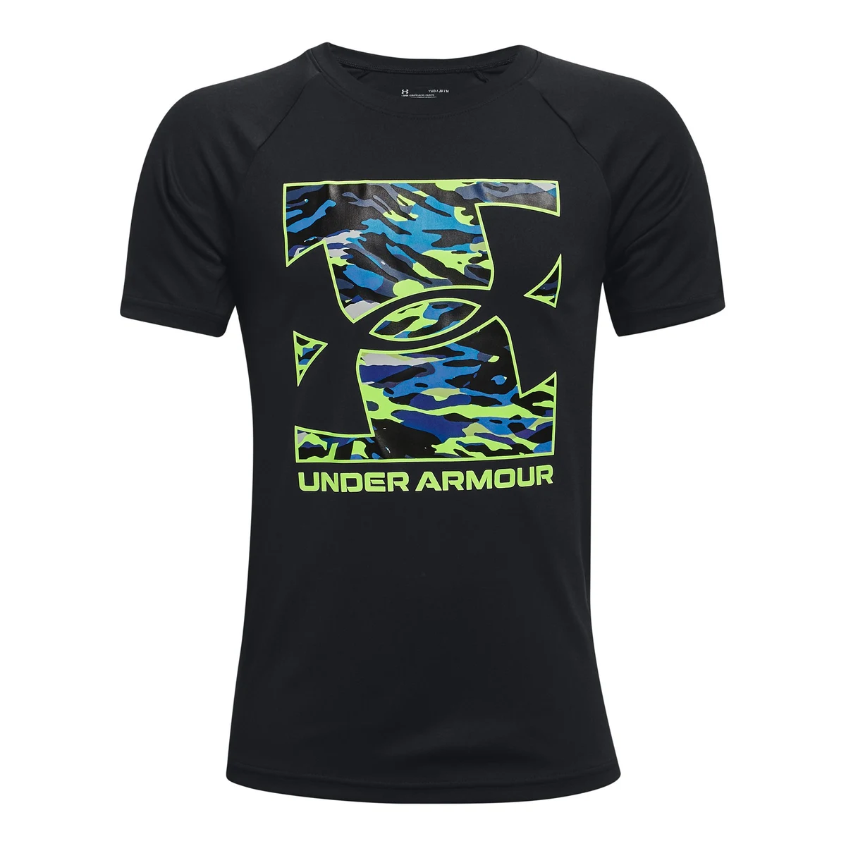 Boys' UA Tech Box Logo Camo Short Sleeve 1