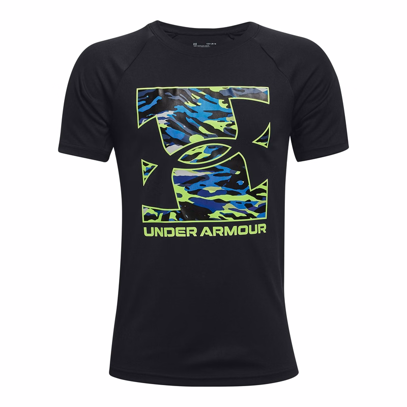 Boys' UA Tech Box Logo Camo Short Sleeve