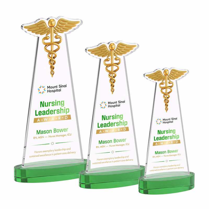 Caduceus VividPrint™ Award on Alberton Base - Green
