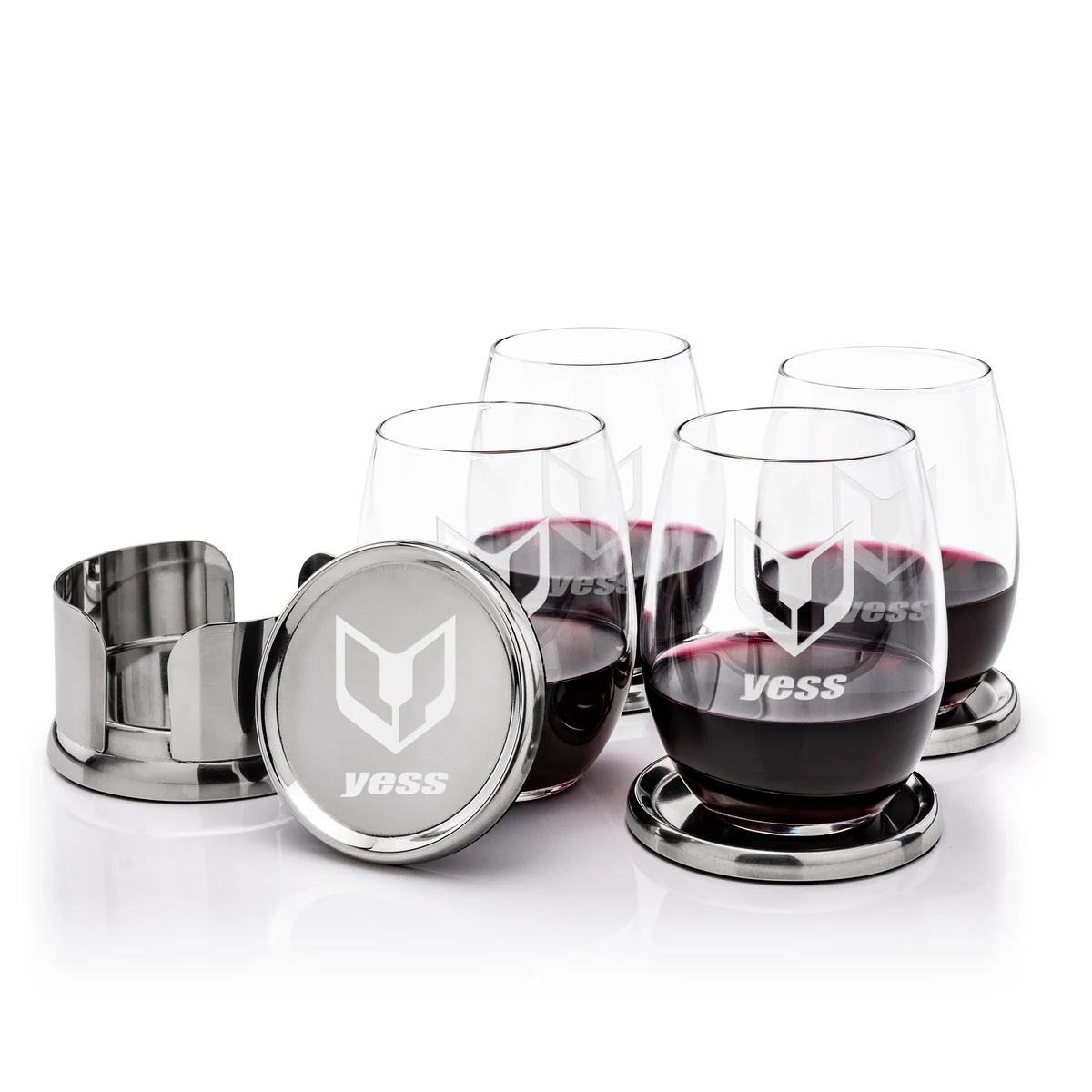 Baldoni Coasters & Stanford Stemless Wine Set 1