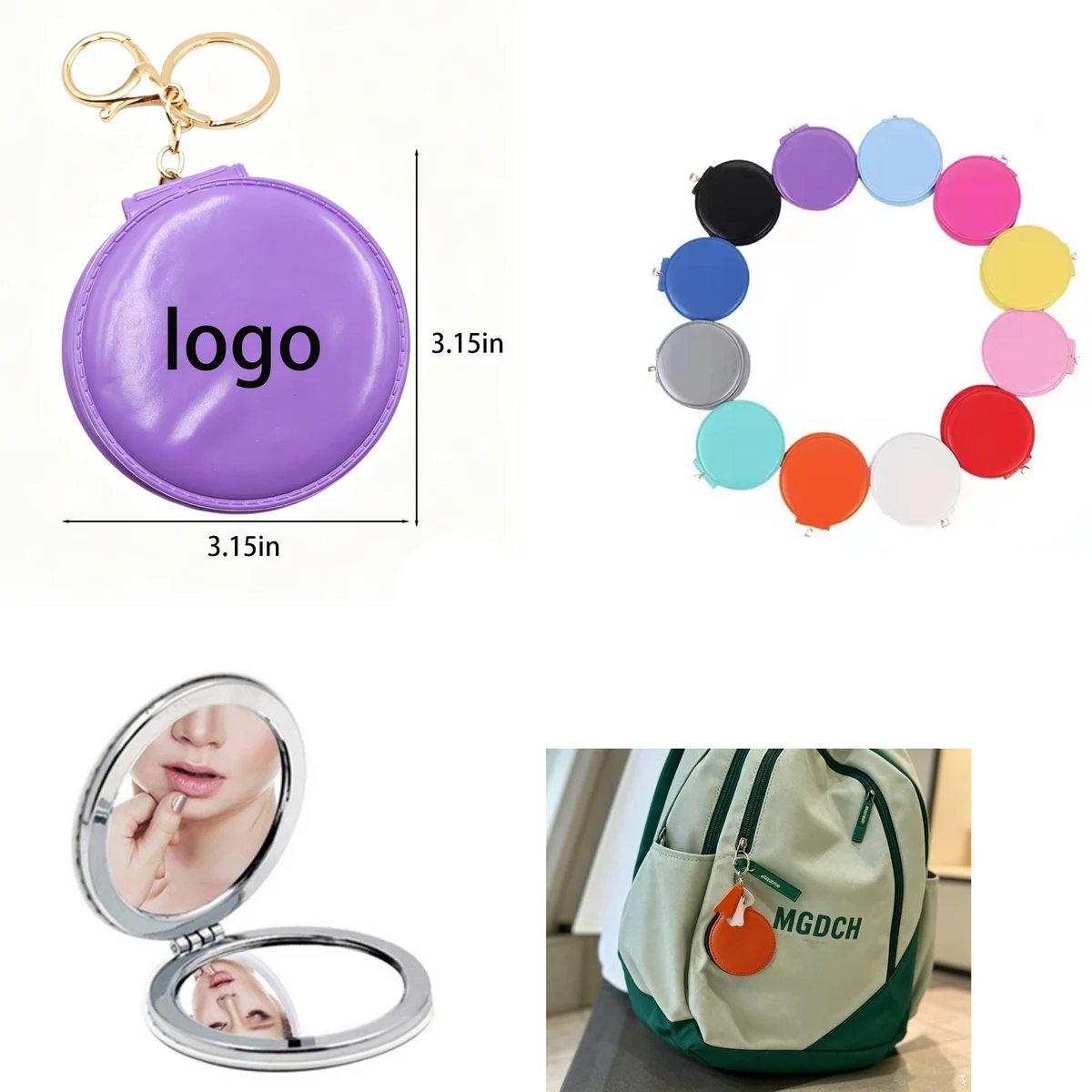 Round Leather Makeup Mirror 1