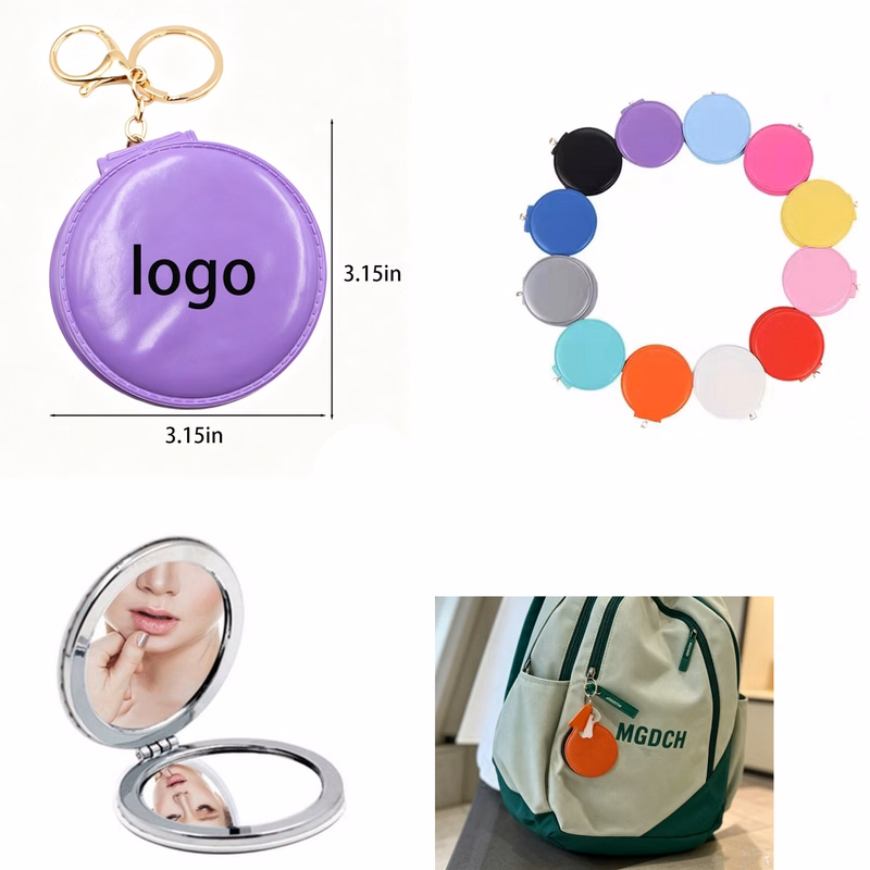Round Leather Makeup Mirror