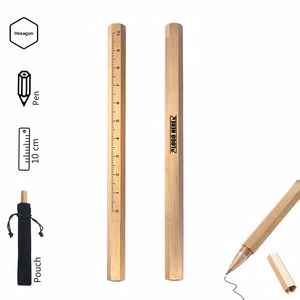 Hexagon Metal Measurement Pen With Pouch Bag