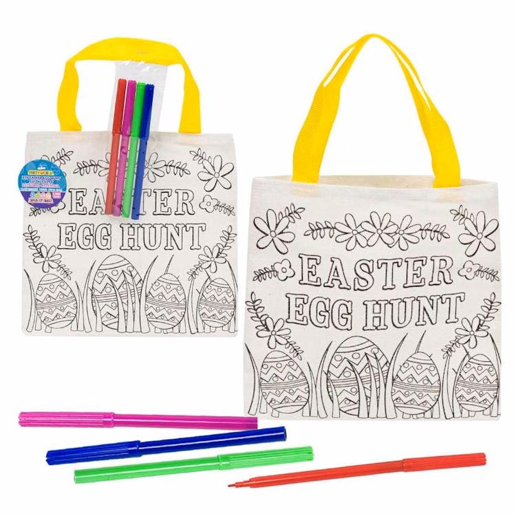 Craft Easter Bags - Ready to Color 8" with 4 Pack Markers