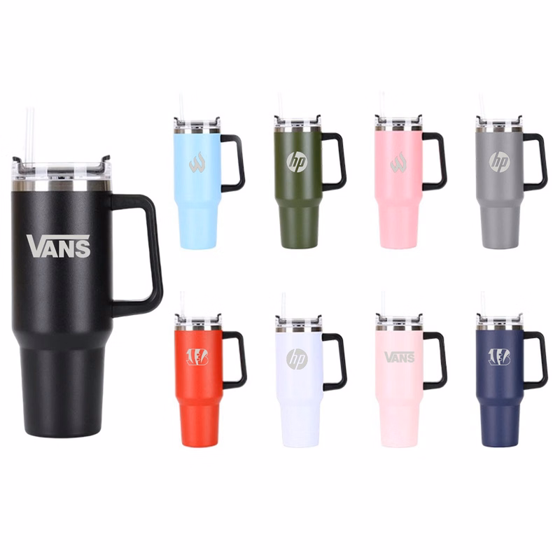 30 Oz. Vacuum Stainless Steel Tumbler with Handle & Straw