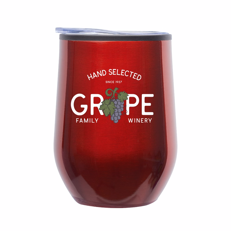 12 oz. Divvy Stainless Steel Stemless Wine Glass (Full Color Imprint)