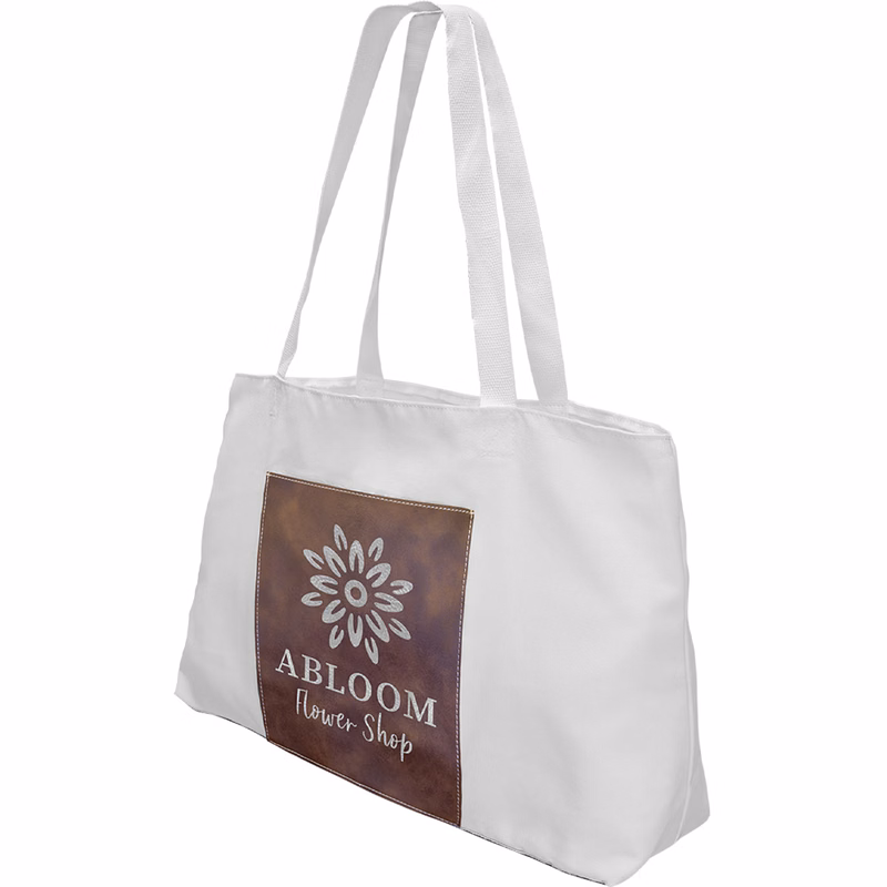 Rustic / SilverWhite Laserable Leather Gusset Bag