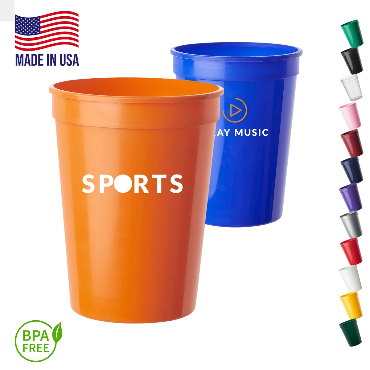 12 oz. USA Made Recyclable Stadium Cup w/ Custom Imprint 1