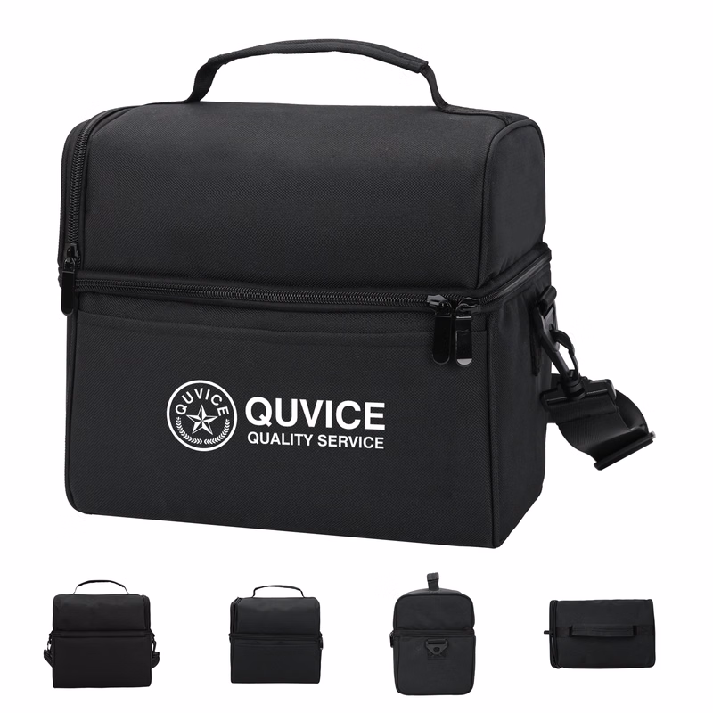 Double-Layer Polyester Crossbody Lunch Bag