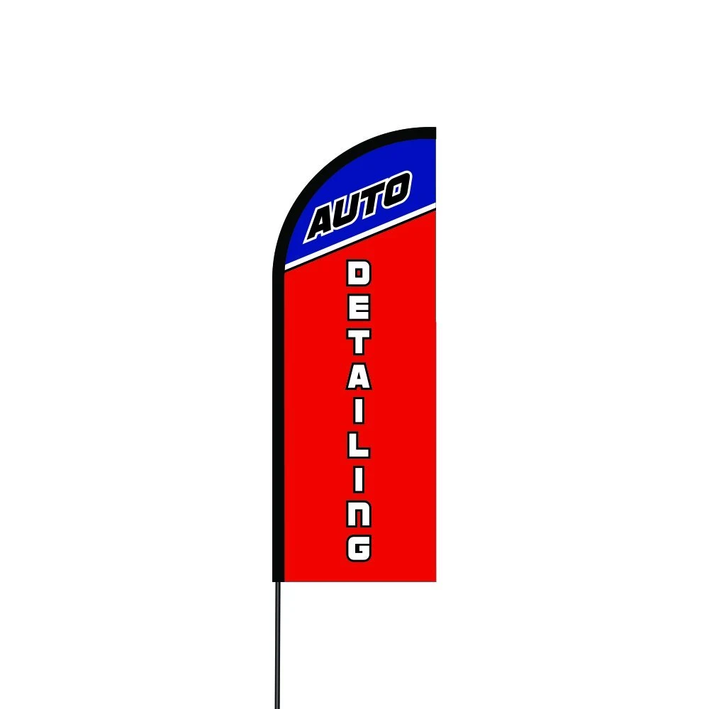Auto Detailing Flag Kit Hardware 17' Feet Feather Flag Sign Outdoor Banner 1