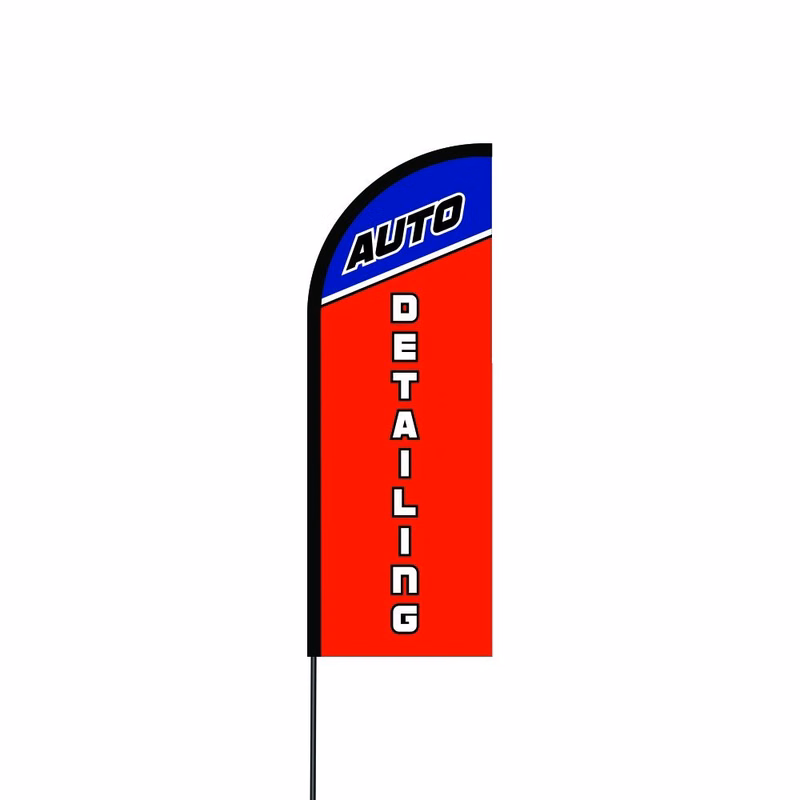 Auto Detailing Flag Kit Hardware 17' Feet Feather Flag Sign Outdoor Banner