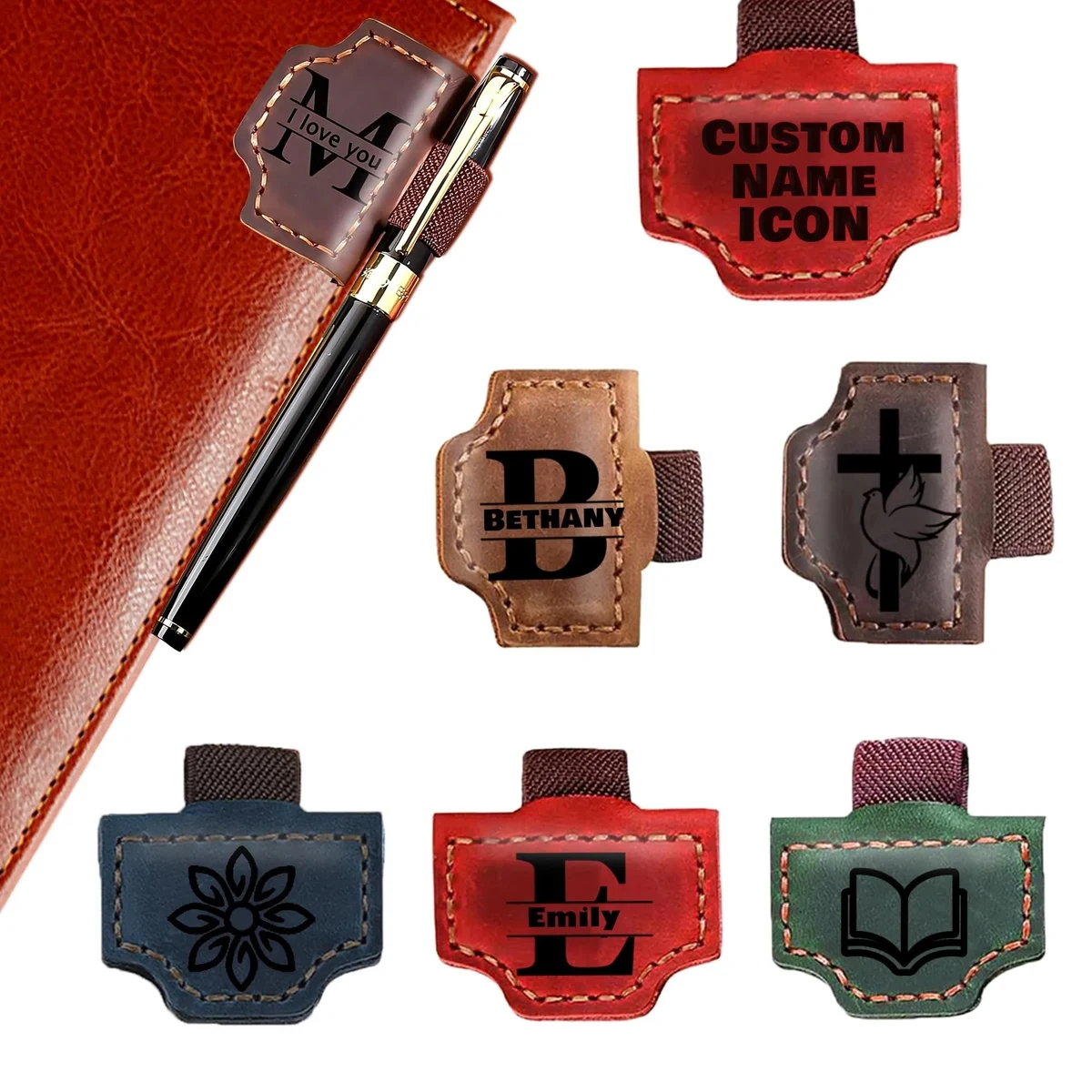 Magnetic Leather Bookmark with Pen Holder 1