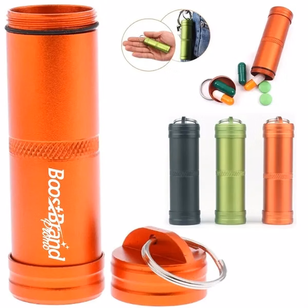 Custom Aluminum Keychain Storage Tube with Waterproof Seal — Travel Essentials Organizer
