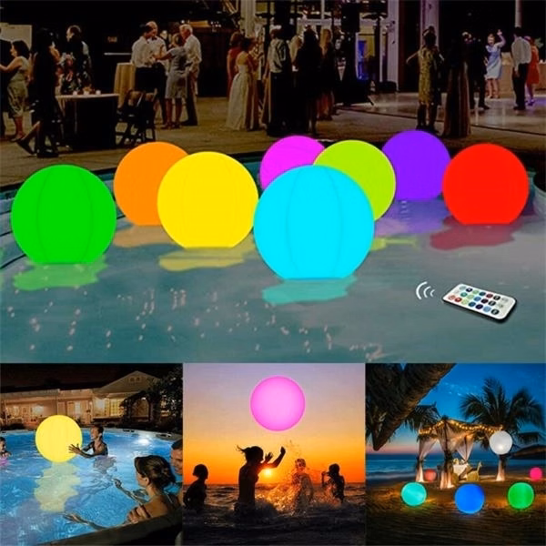 16" LED Inflatable Glowing Beach Ball Light up Pool Toys