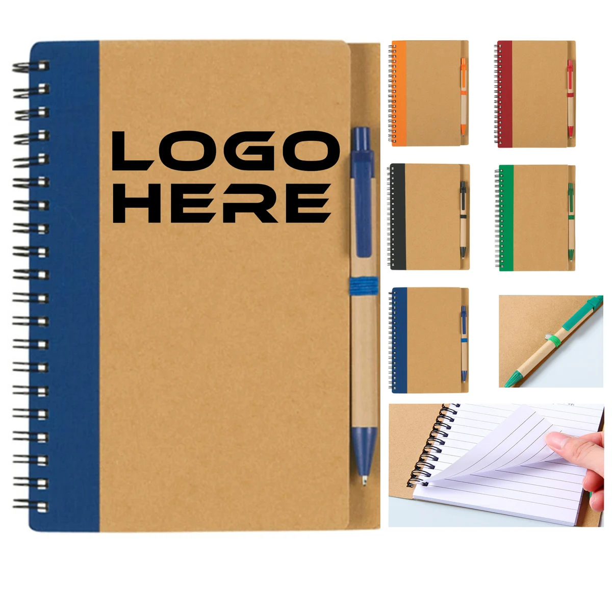 Recycled Kraft Spiral Journal with Pen 5"x7" 1