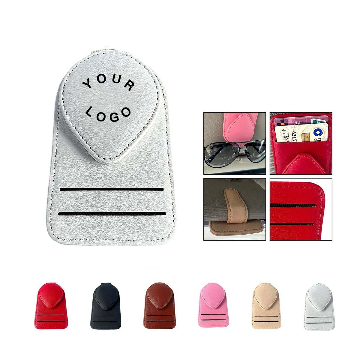 Elegant Car Visor Sunglass Holder with PU Leather 1