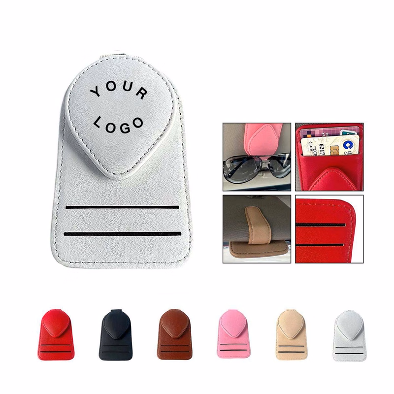 Elegant Car Visor Sunglass Holder with PU Leather