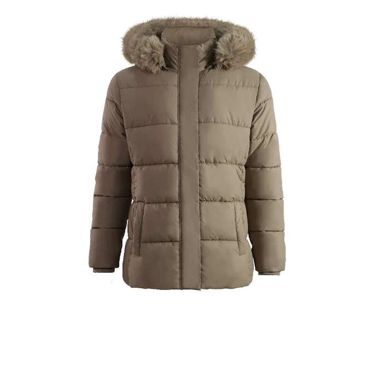 Women's Berber Lined Puffer Jackets Khaki S-XL 1