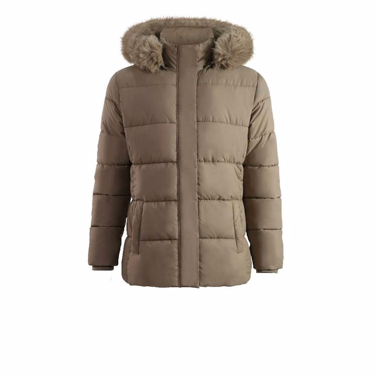 Women's Berber Lined Puffer Jackets Khaki S-XL