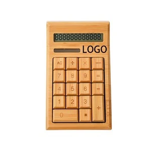 12 Digit Wooden Bamboo Solar Powered Calculator 1