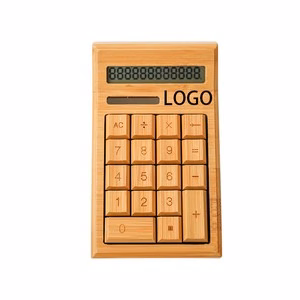 12 Digit Wooden Bamboo Solar Powered Calculator