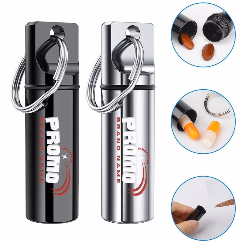 Small Portable Pill Box Organizer Case Container Keychain