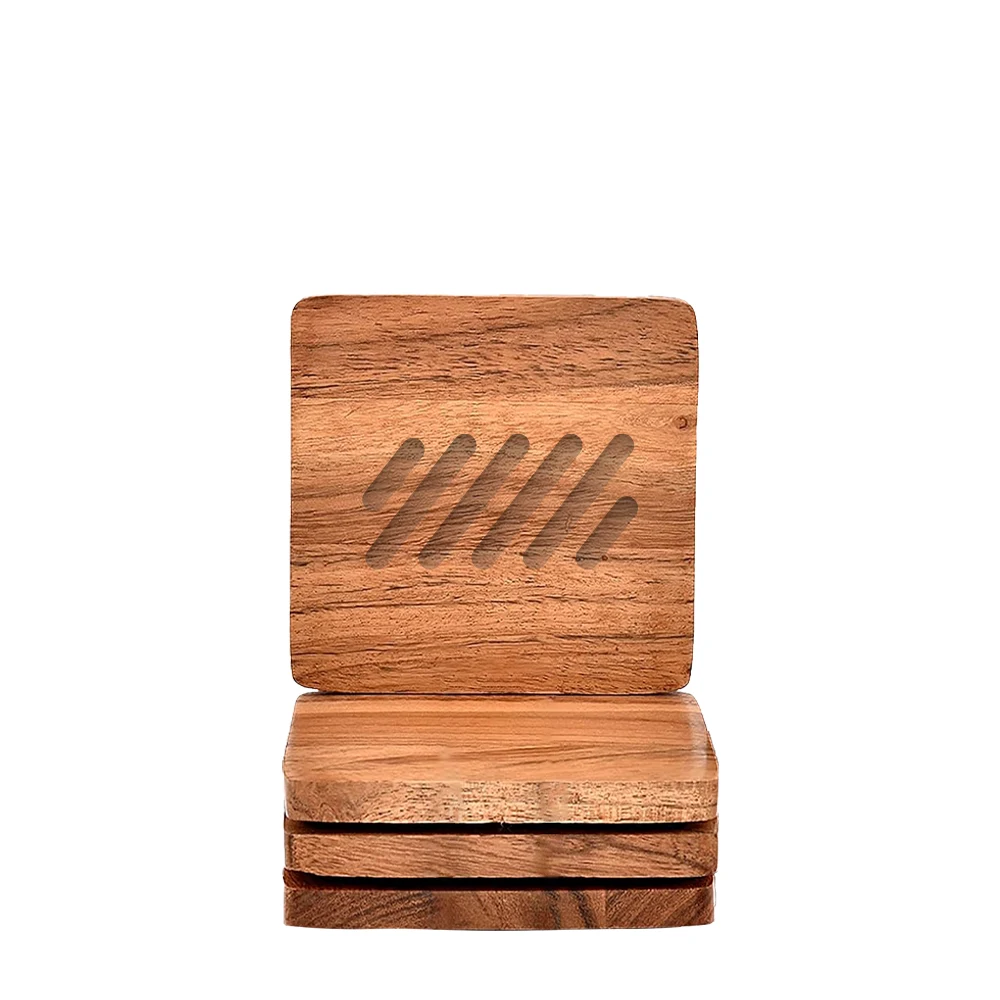 Acacia Wood Square Coaster Set 1