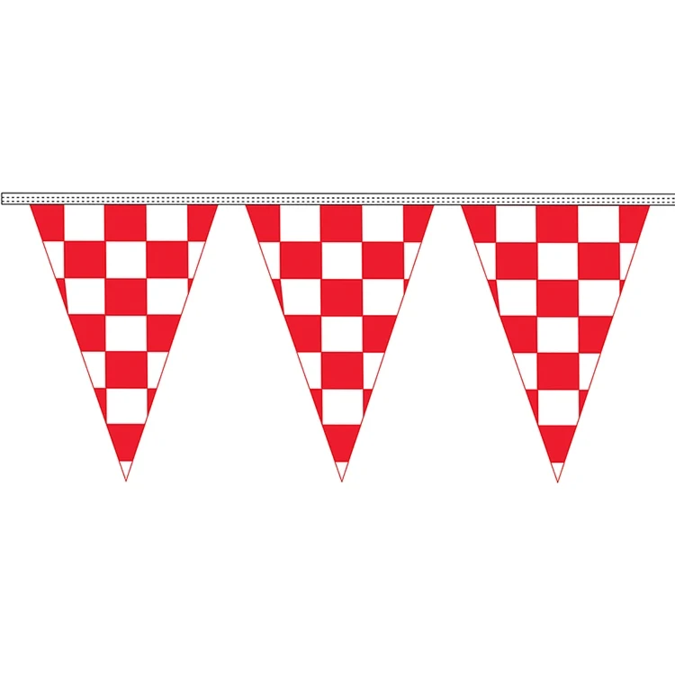 12" x 18" Red & White Checkered 4 mil. 100' Pennant Strings 1