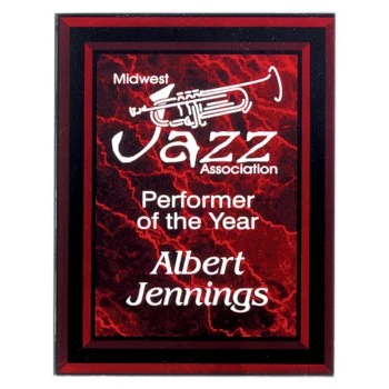 7" x 9" Red Marble Border Acrylic Clear-Plaq Award 1