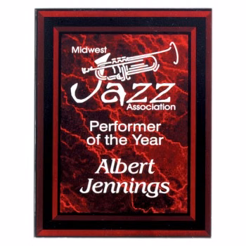 7" x 9" Red Marble Border Acrylic Clear-Plaq Award