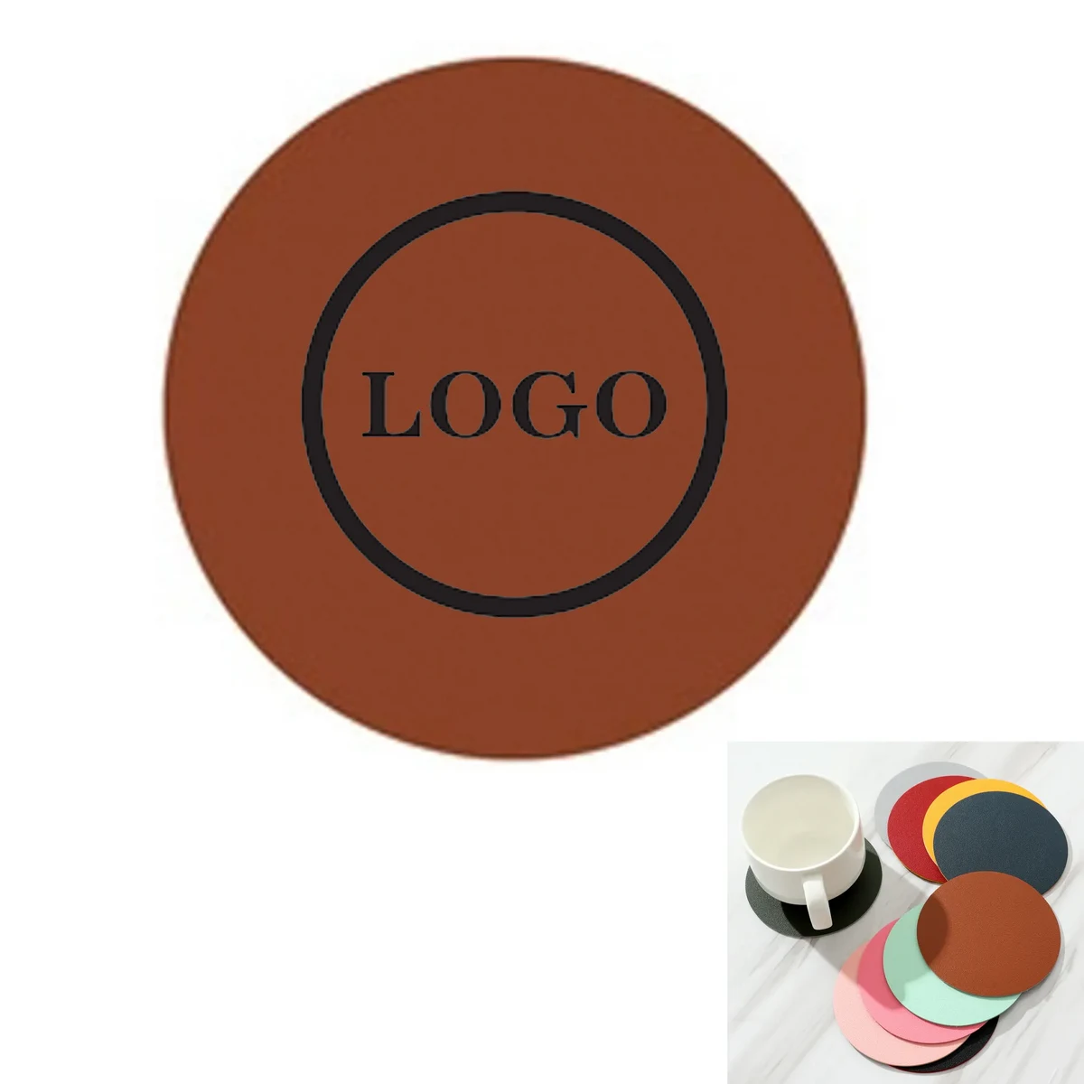 Two Sided Round Leather Coaster 1