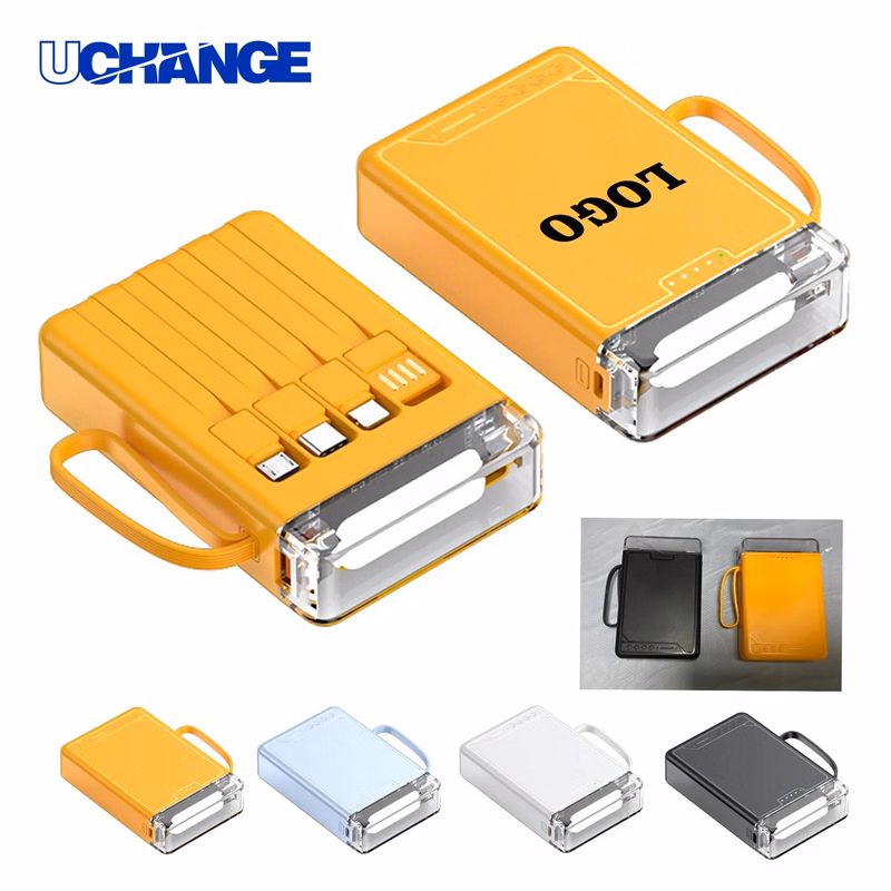 5000mAh Power Bank Device with LED Flashlight and Four Cables