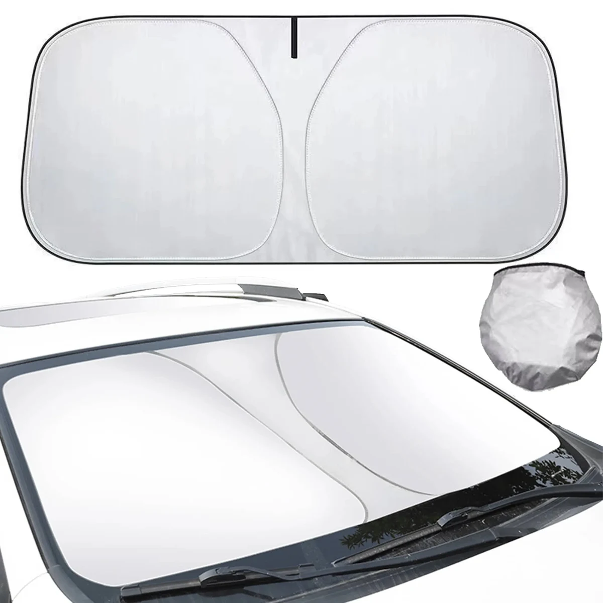 Premium Titanium Silver Car Sunshade 1