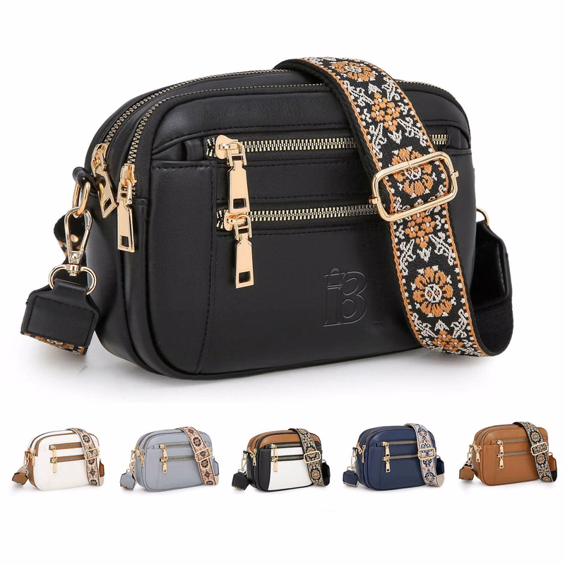 PU Leather Waterproof Crossbody Bags w/ Adjustable Strap