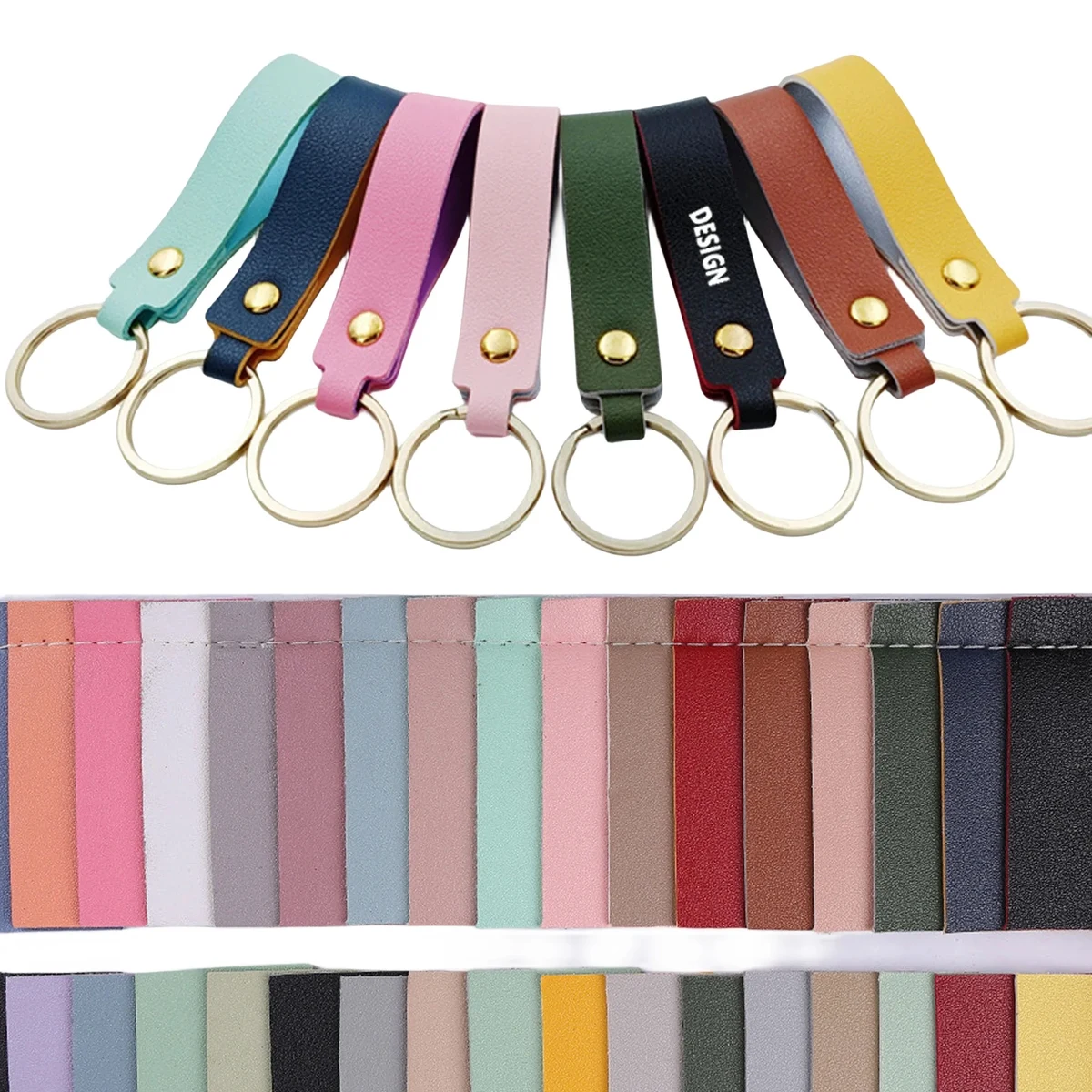 Double Sided PU Leather Key Chain with Belt Loop Clip 1