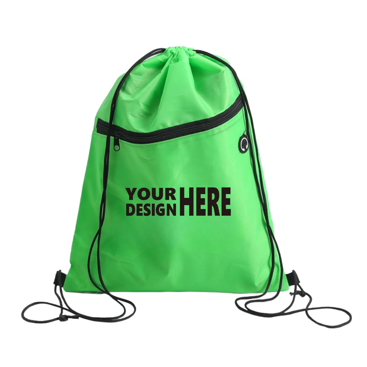 MOQ 50 Lightweight Drawstring Backpack with Earphone Hole 1