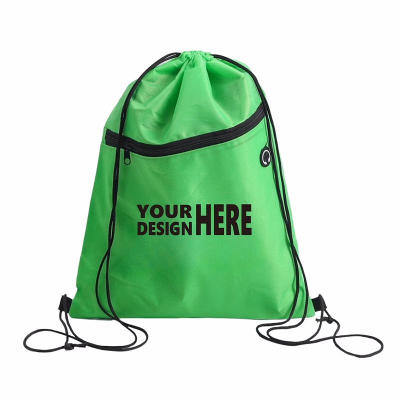 MOQ 50 Lightweight Drawstring Backpack with Earphone Hole