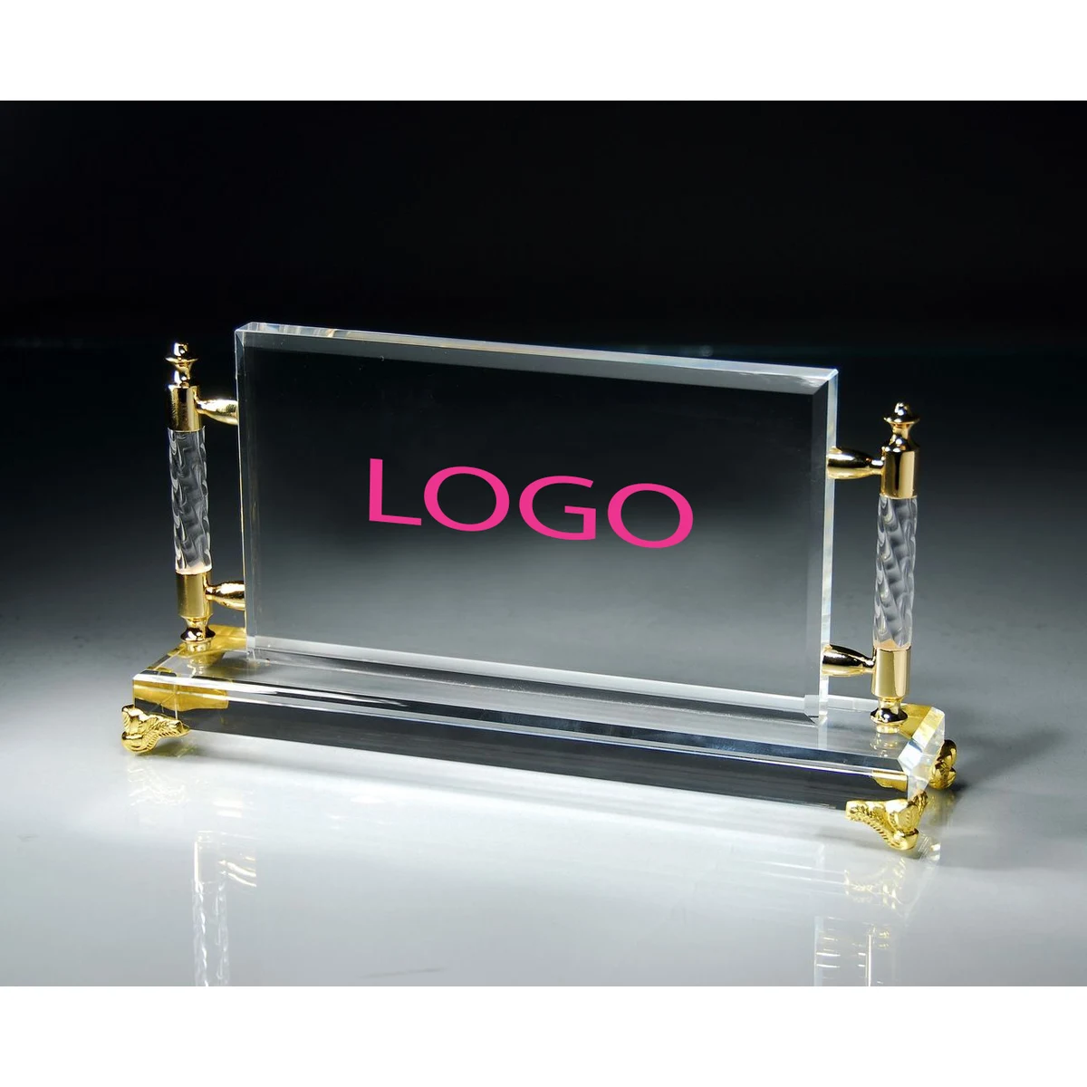 Crystal DesktopRectangle Award withGold Accents 1