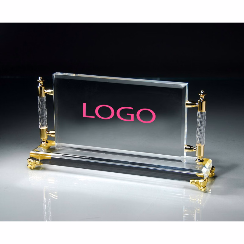 Crystal DesktopRectangle Award withGold Accents