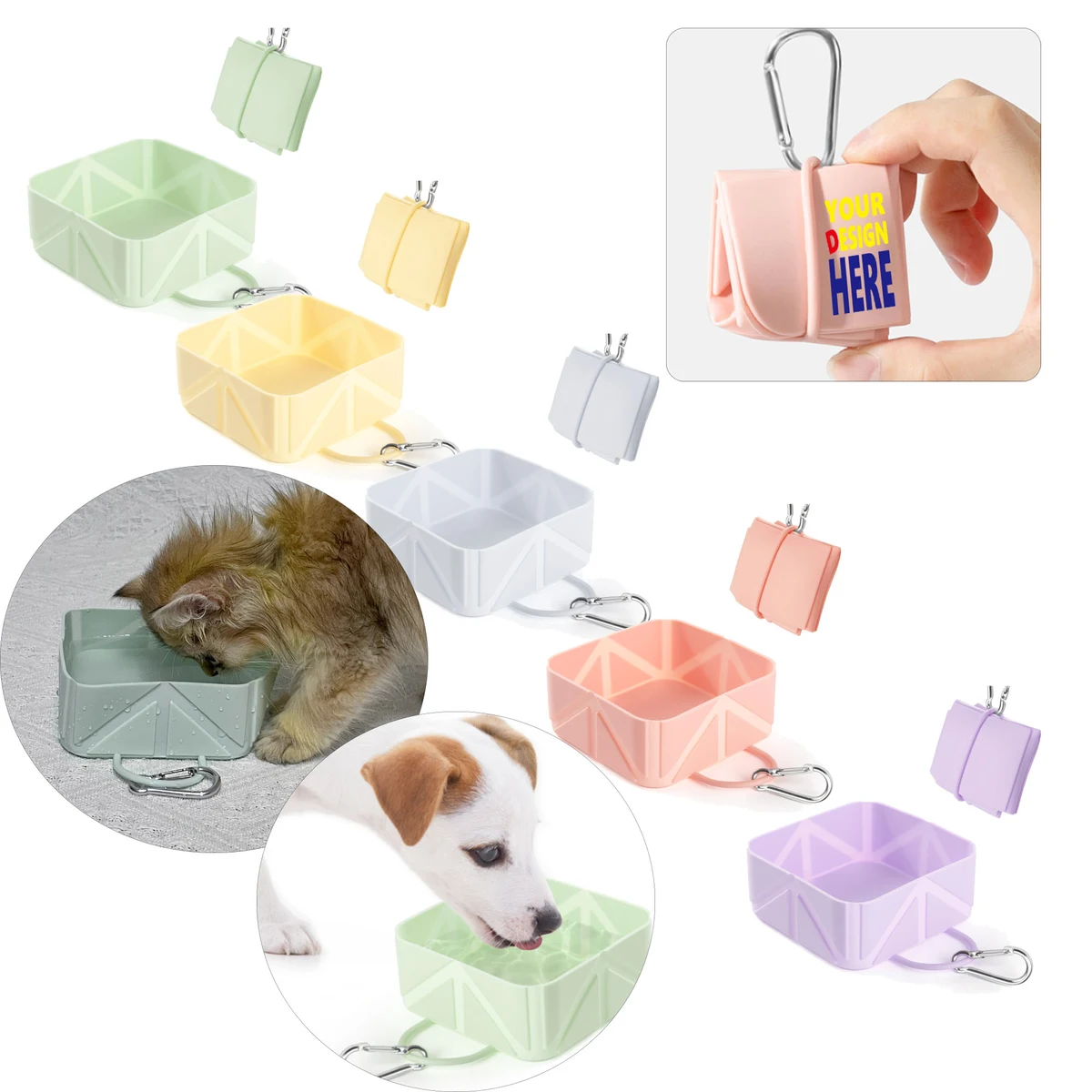 MOQ200 Foldable Silicone Square Pet Bowl 1