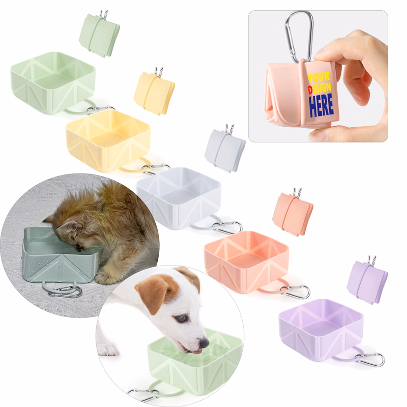 MOQ200 Foldable Silicone Square Pet Bowl
