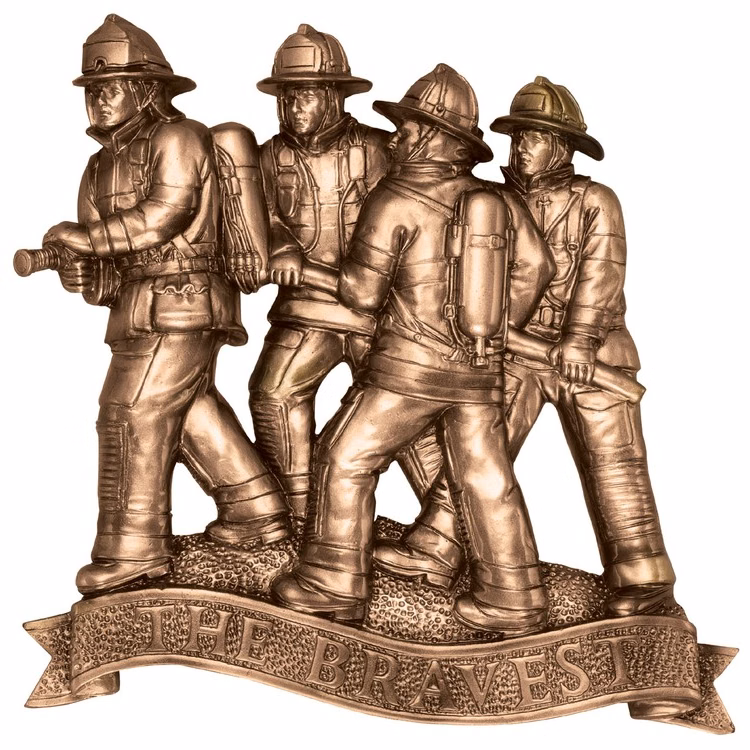 Fireman Die Cast Metal Plaque Mount