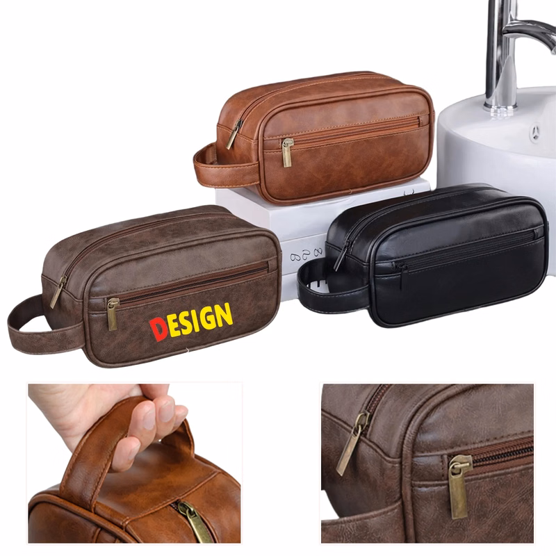 Unisex PU Leather Travel Toiletry Bag