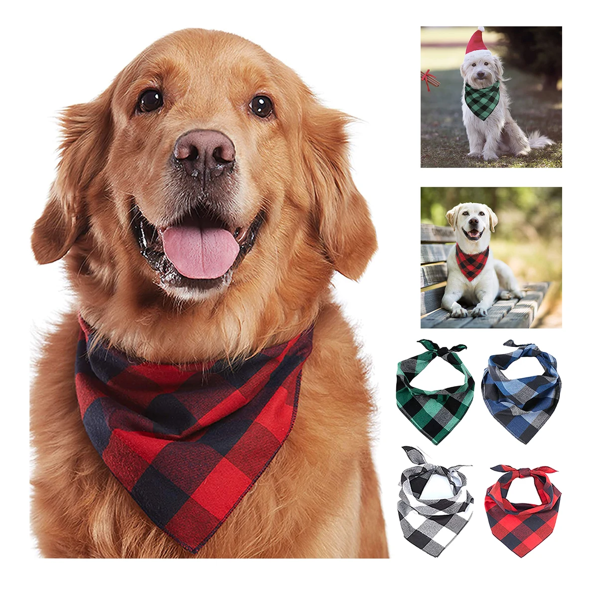 Lightweight Soft Plaid Dog Bandana 1