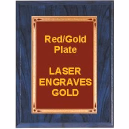 7" x 9" Blue Woodgrain Plaque with a Red Teardrop Plate