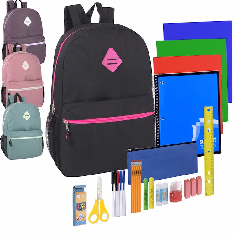Girls' School Supply Kits in 19" Backpacks - 26 Pieces